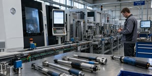 MES Software in Manufacturing: Production Line with Sensors, Cabling, and Tools for Process Data Acquisition