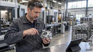 Software for Reducing Scrap: A quality engineer checks process values on an assembly line